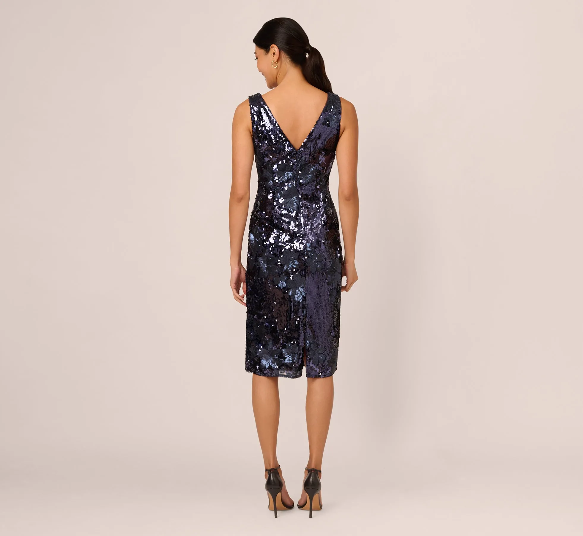 Sequin Sheath Dress In Navy