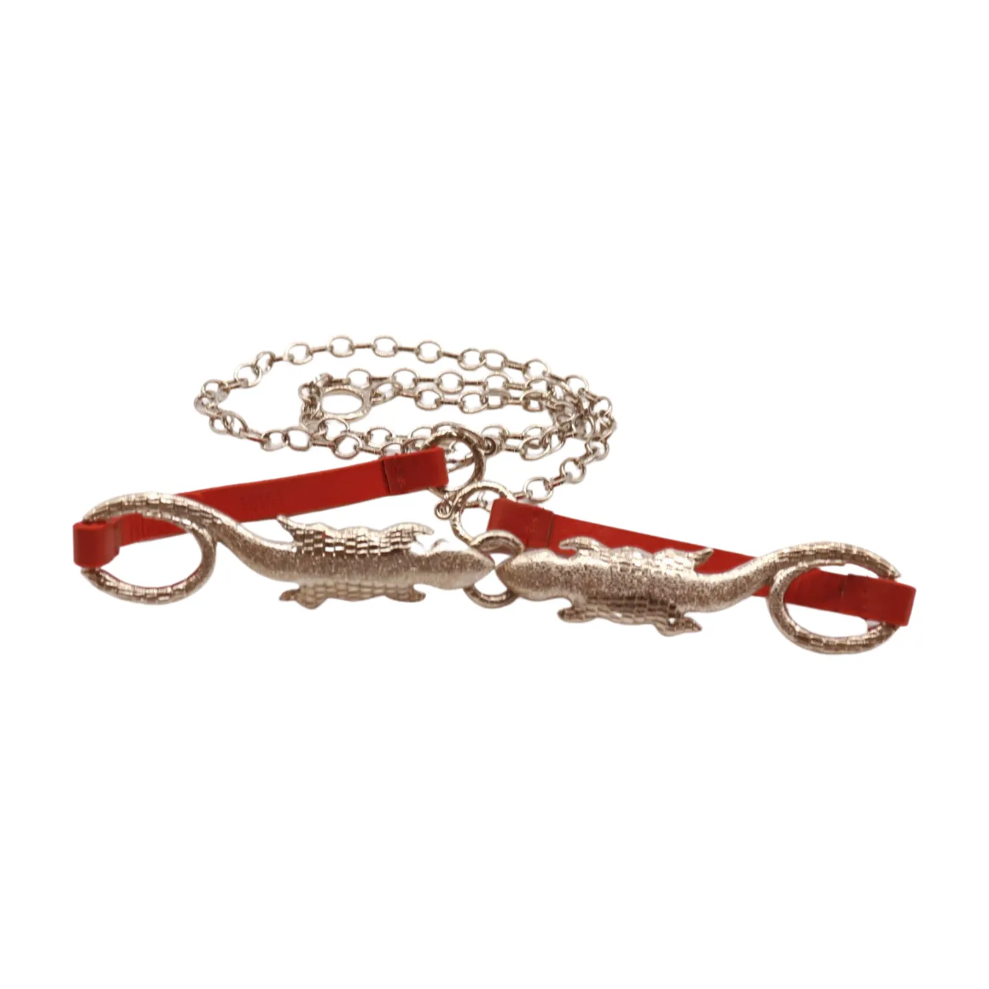 Silver Metal Lizard Buckle Skinny Belt S M L
