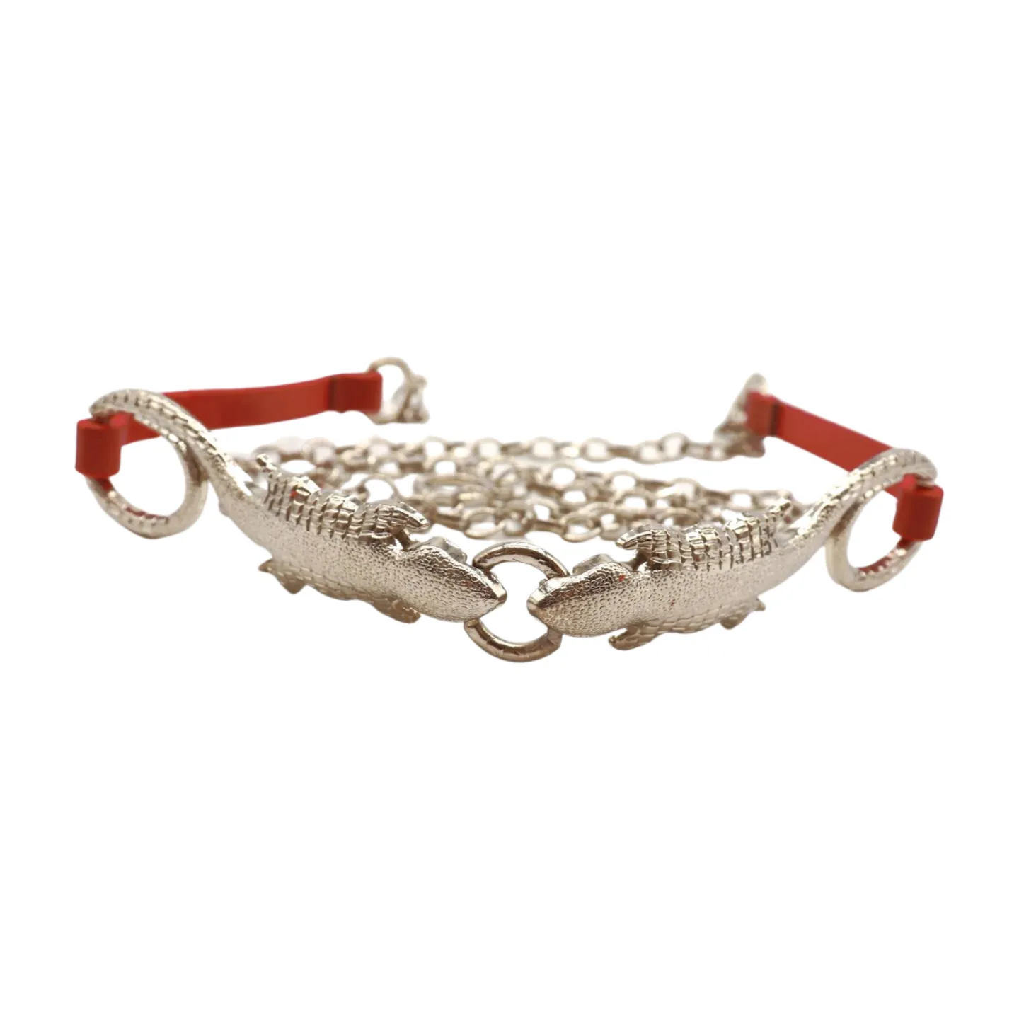 Silver Metal Lizard Buckle Skinny Belt S M L