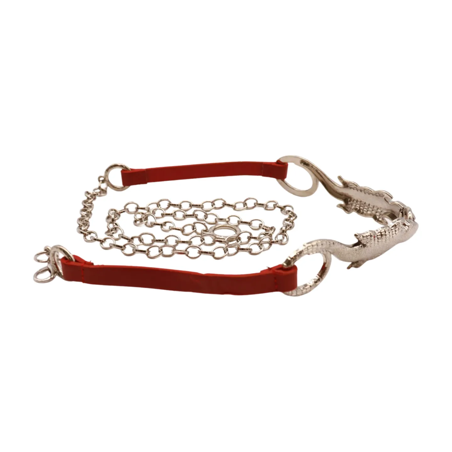 Silver Metal Lizard Buckle Skinny Belt S M L