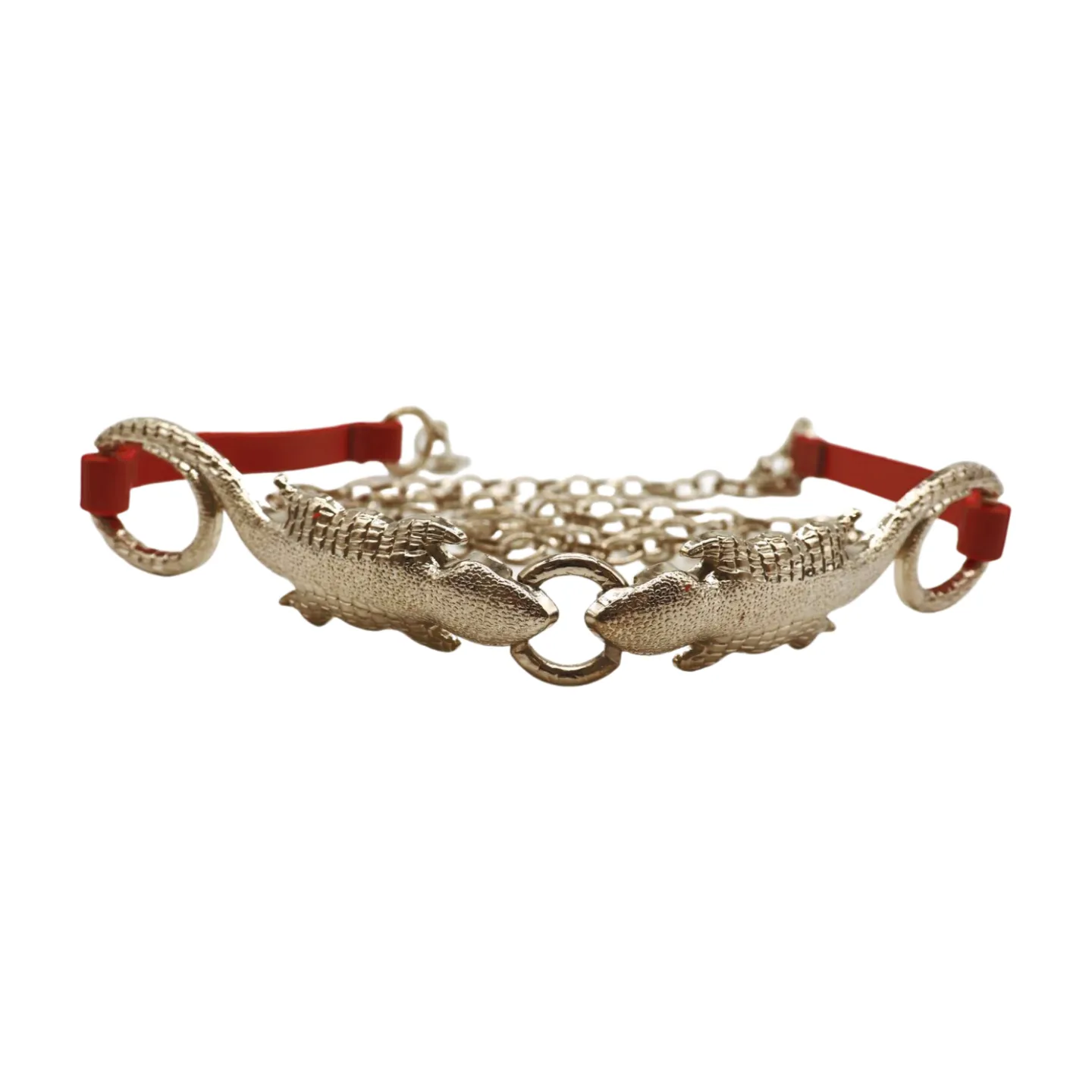 Silver Metal Lizard Buckle Skinny Belt S M L