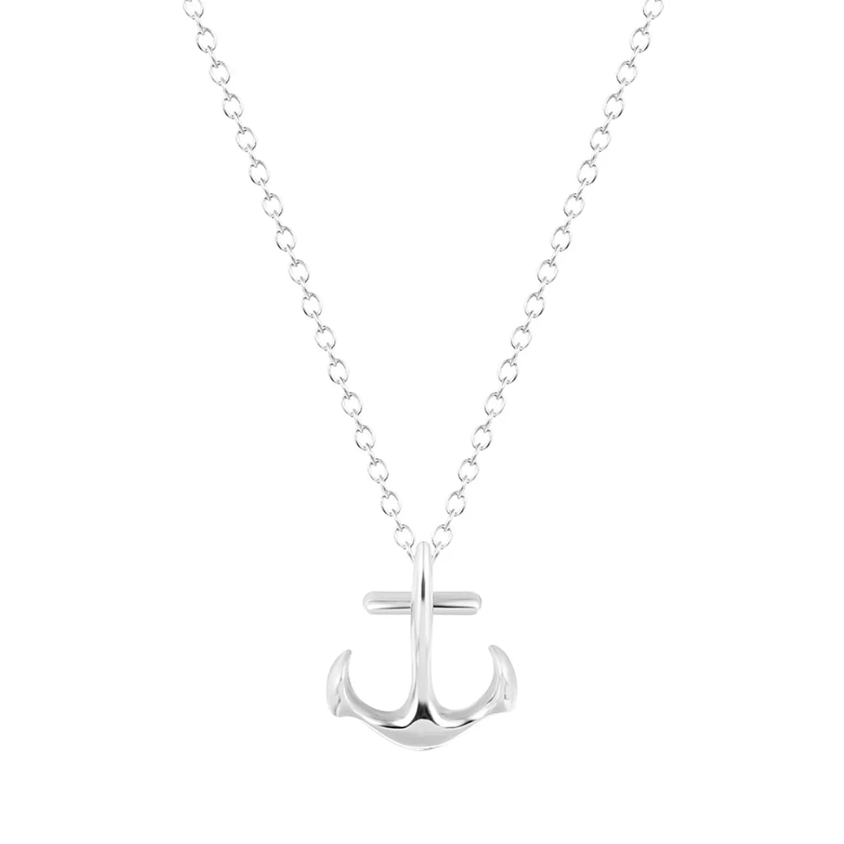 Silver-Plated Anchor Pendant Necklace
