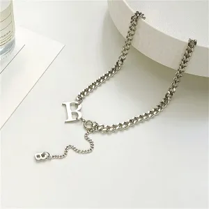Silver-Plated 'B' Drop Necklace