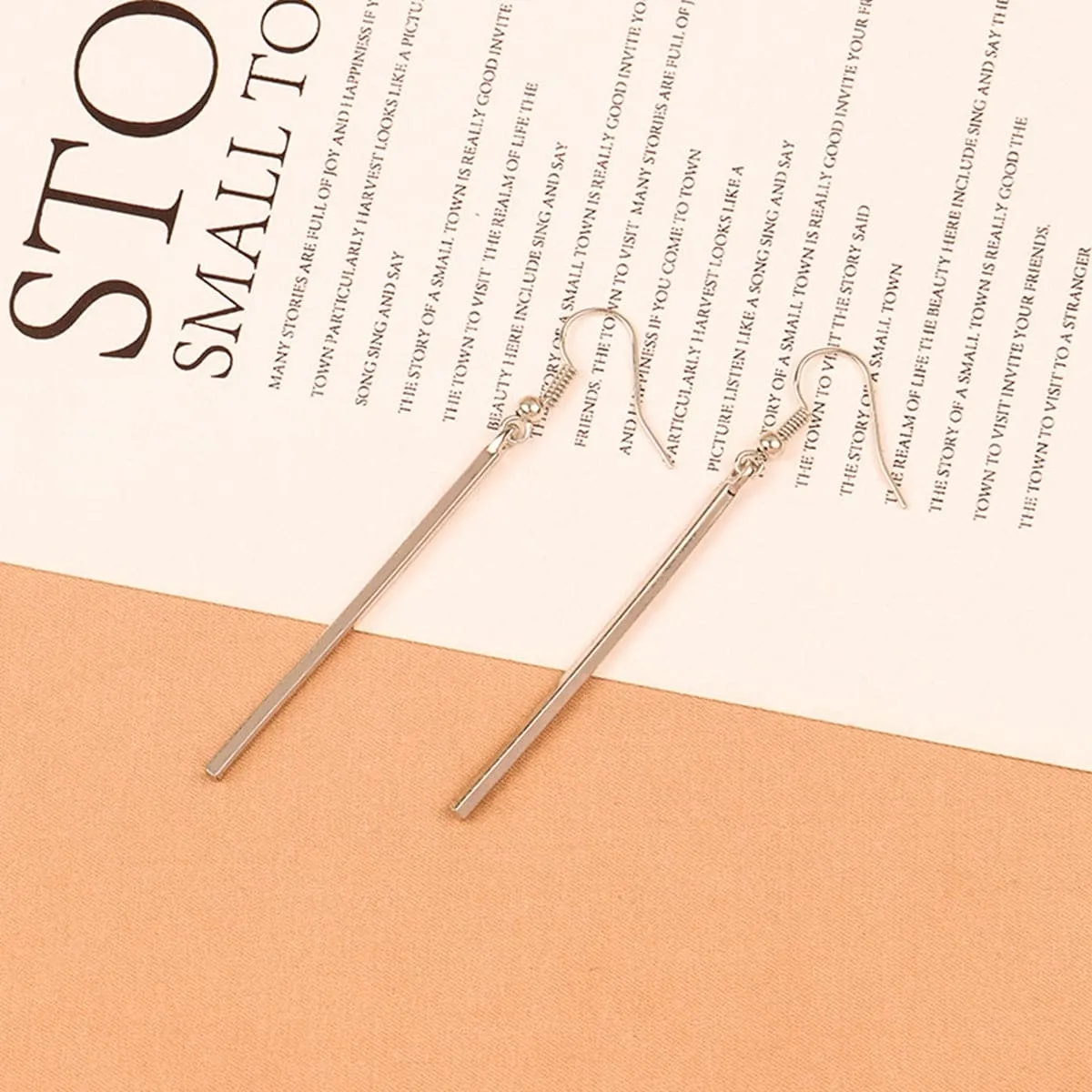 Silver-Plated Bar Drop Earrings