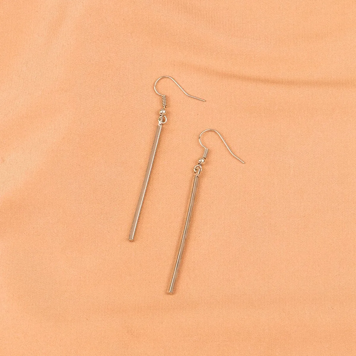 Silver-Plated Bar Drop Earrings