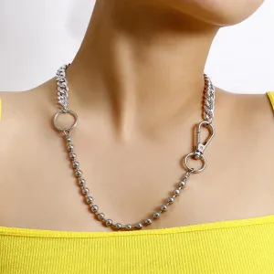 Silver-Plated Beaded Lobster Claw Necklace