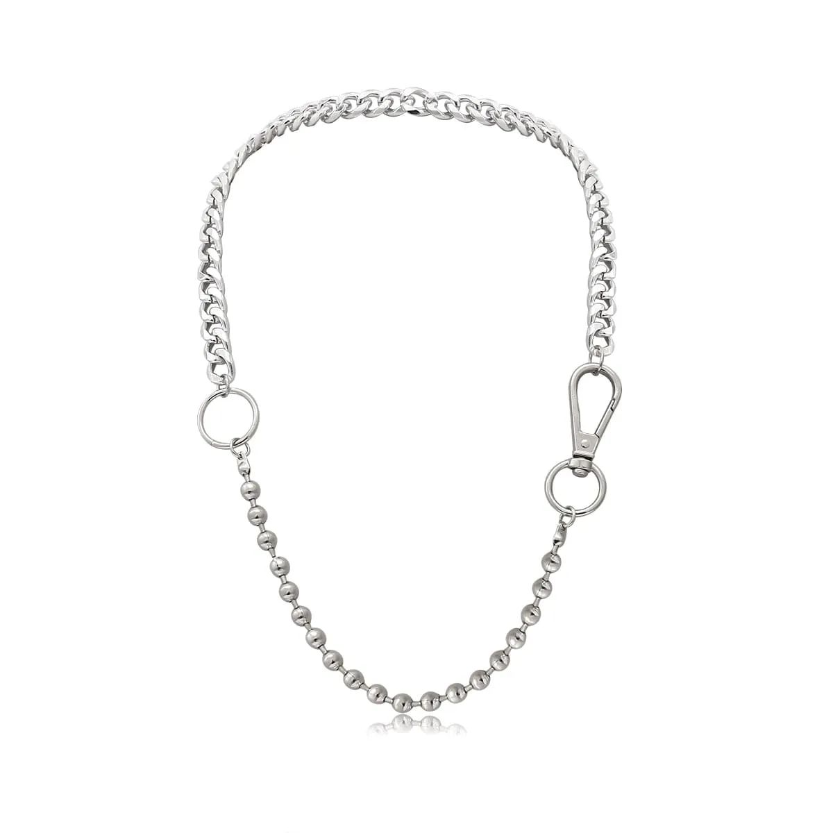 Silver-Plated Beaded Lobster Claw Necklace