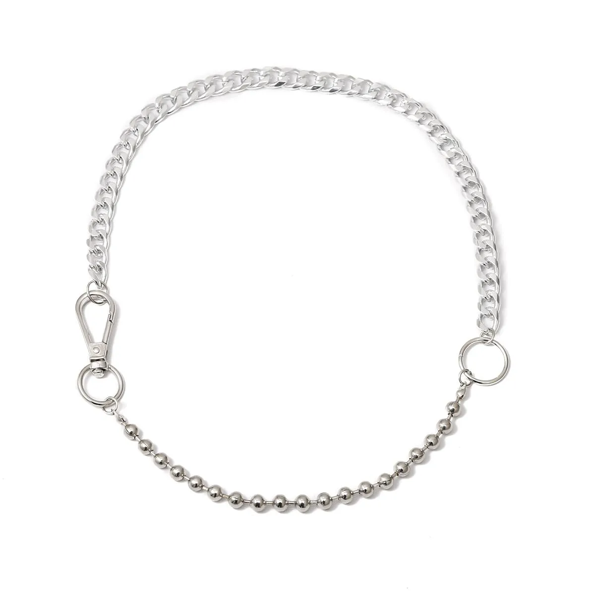 Silver-Plated Beaded Lobster Claw Necklace