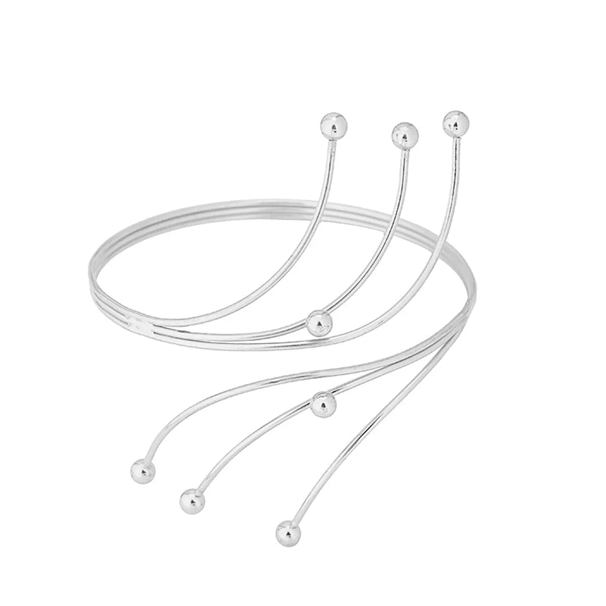 Silver-Plated Beads Bypass Arm Cuff