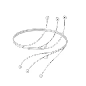 Silver-Plated Beads Bypass Arm Cuff
