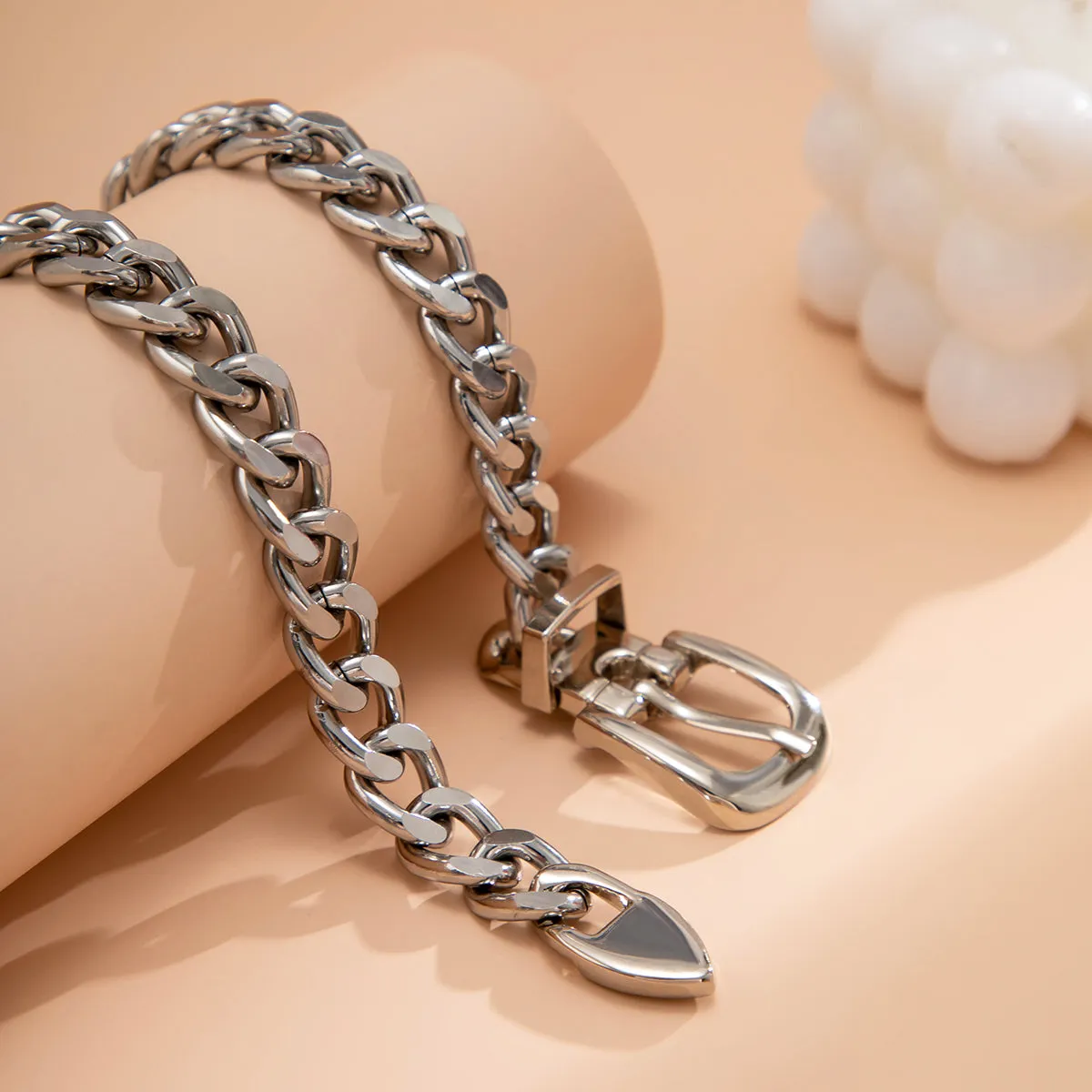 Silver-Plated Belt Necklace