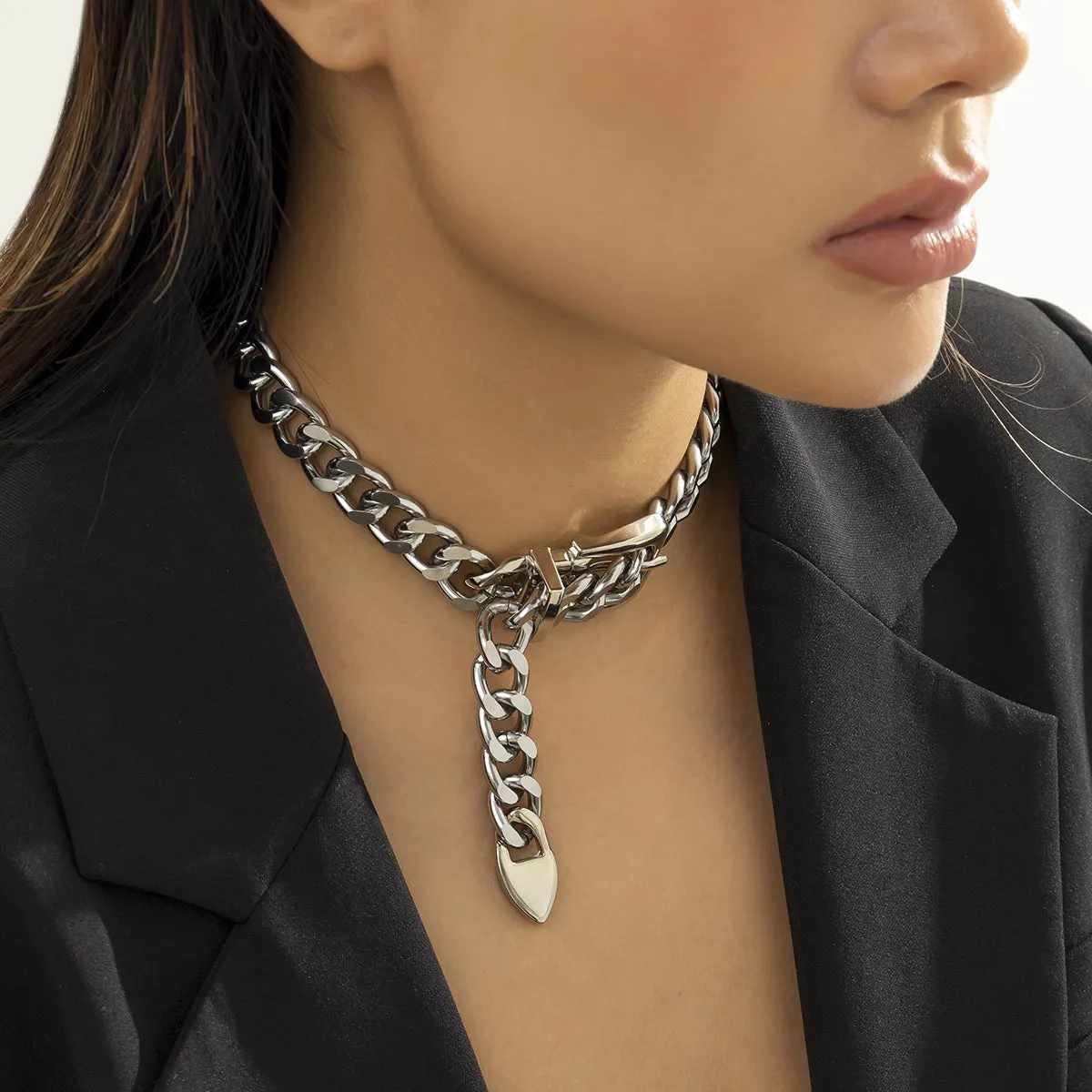 Silver-Plated Belt Necklace