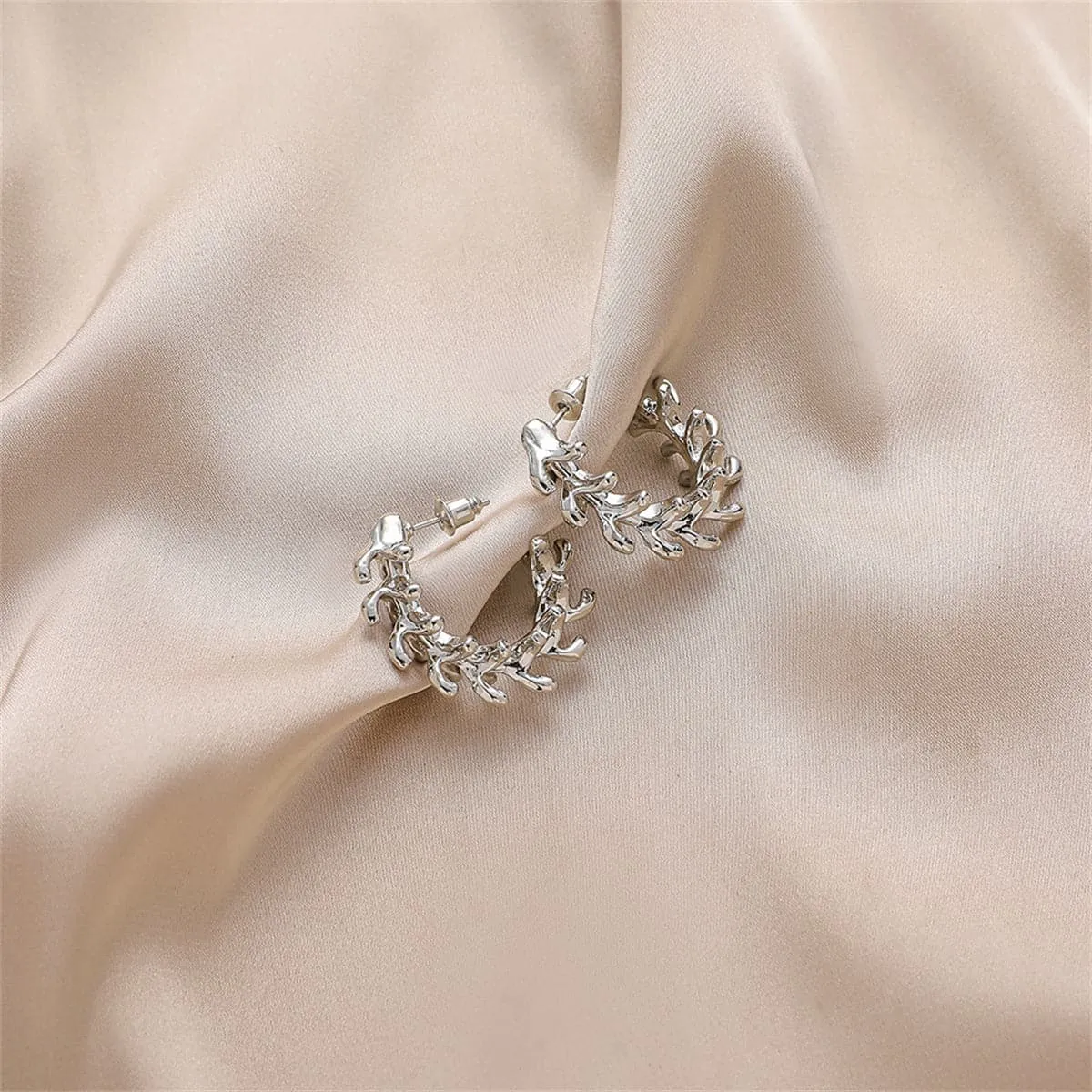 Silver-Plated Bone Huggie Earrings