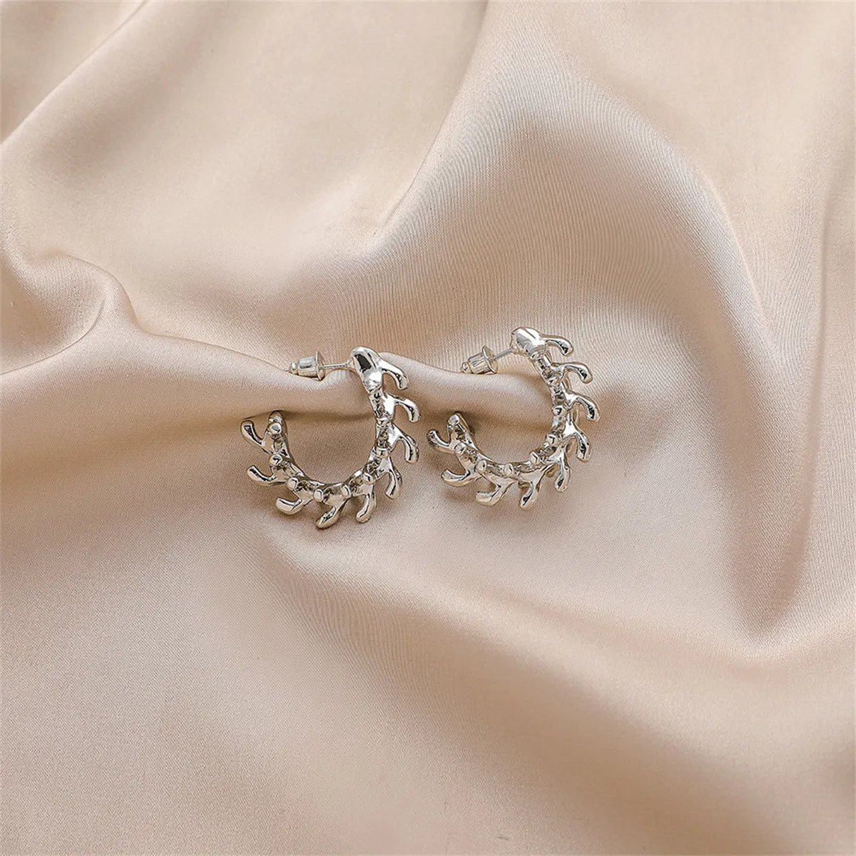 Silver-Plated Bone Huggie Earrings