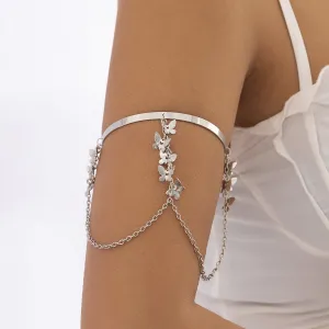 Silver-Plated Butterflies Tassel Arm Cuff