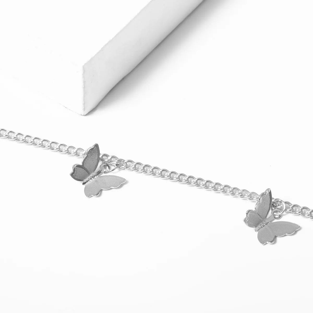 Silver-Plated Butterfly Station Choker Necklace