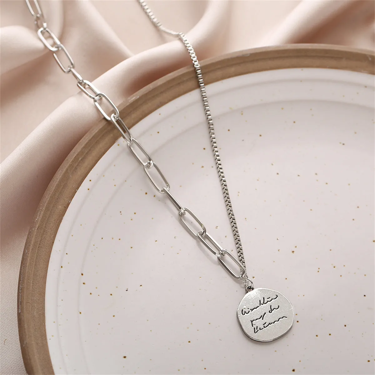 Silver-Plated Coin Pendant Necklace