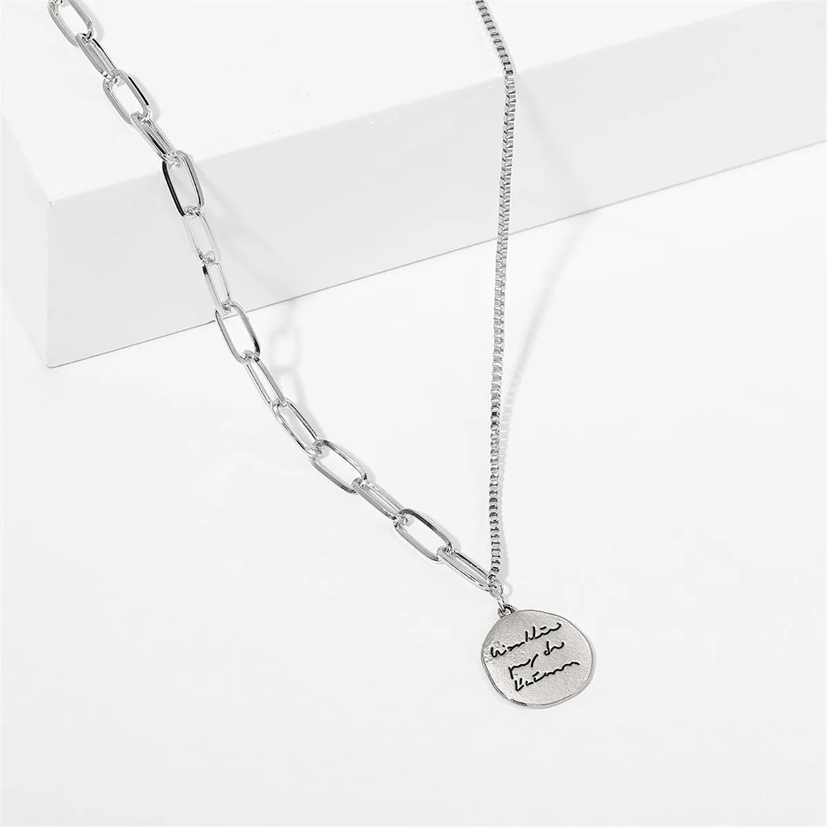 Silver-Plated Coin Pendant Necklace