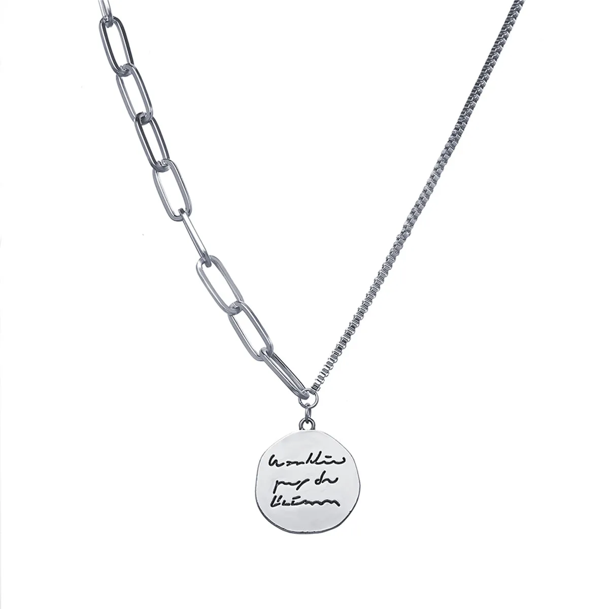 Silver-Plated Coin Pendant Necklace