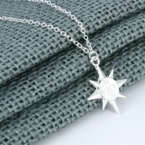Silver-Plated Compass Pendant Necklace