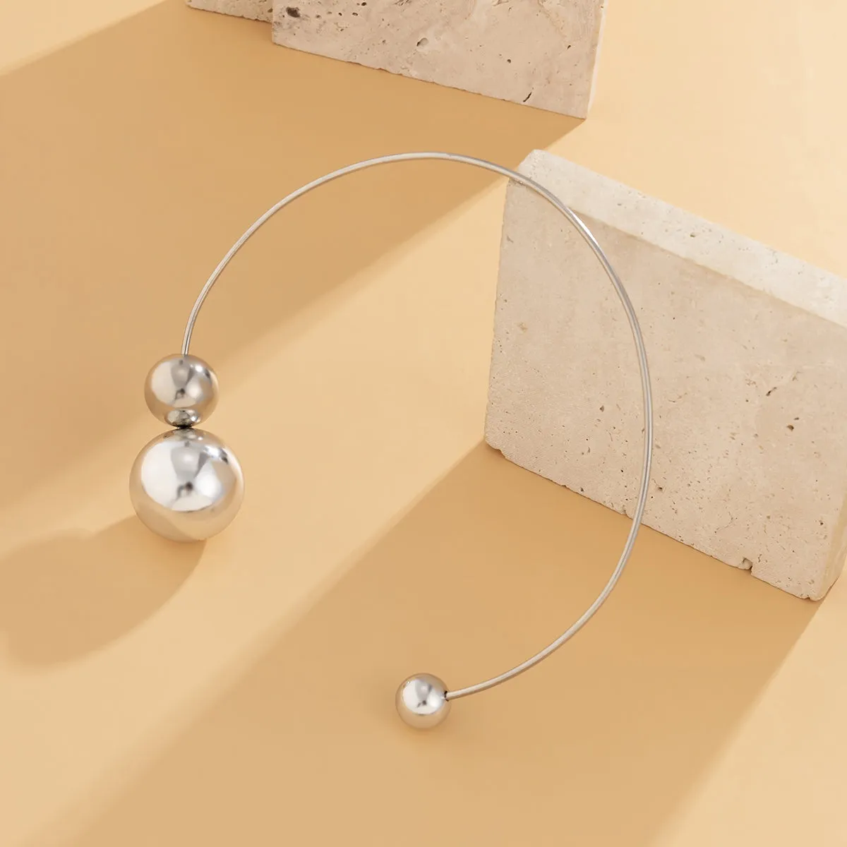 Silver-Plated Copper Small & Large Ball Collar Necklace