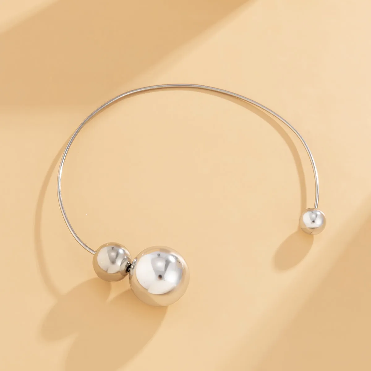 Silver-Plated Copper Small & Large Ball Collar Necklace