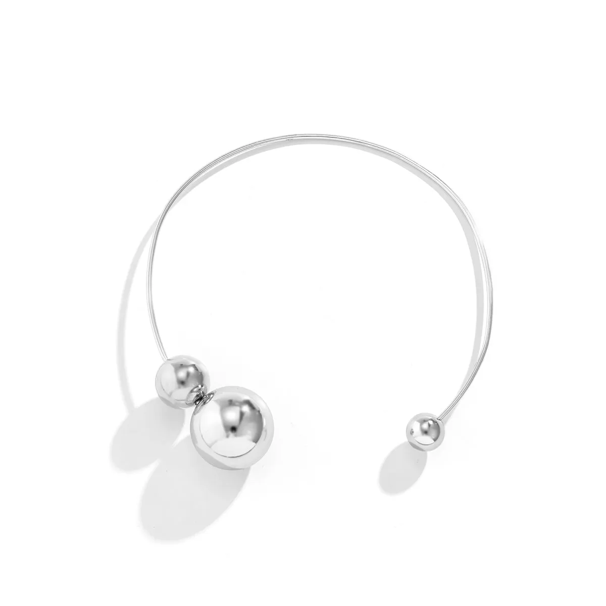 Silver-Plated Copper Small & Large Ball Collar Necklace