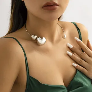 Silver-Plated Copper Small & Large Ball Collar Necklace