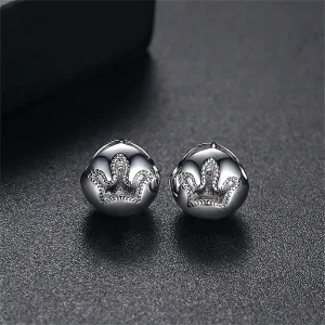 Silver-Plated Crown Openwork Huggie Earrings