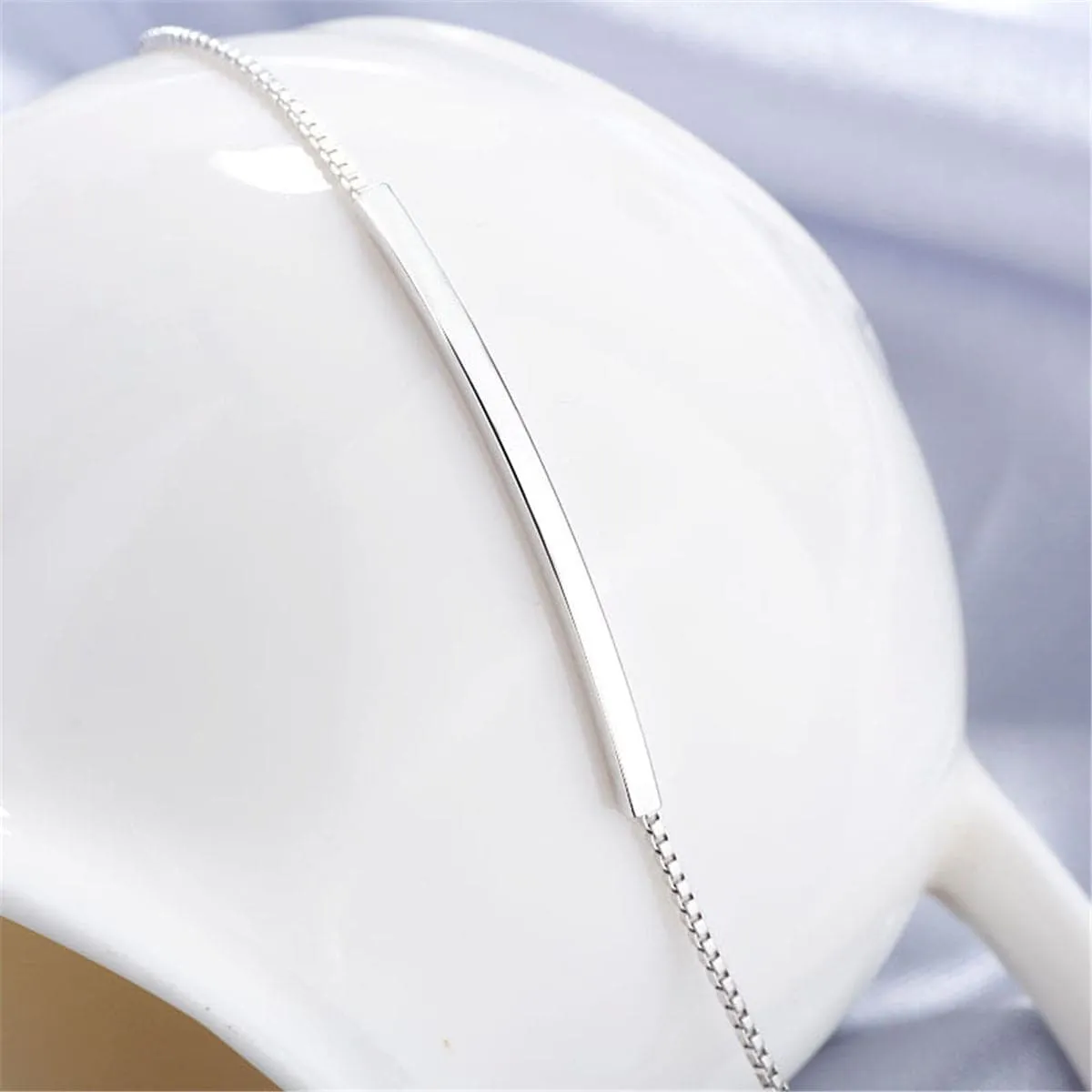 Silver-Plated Curved Bar Bracelet