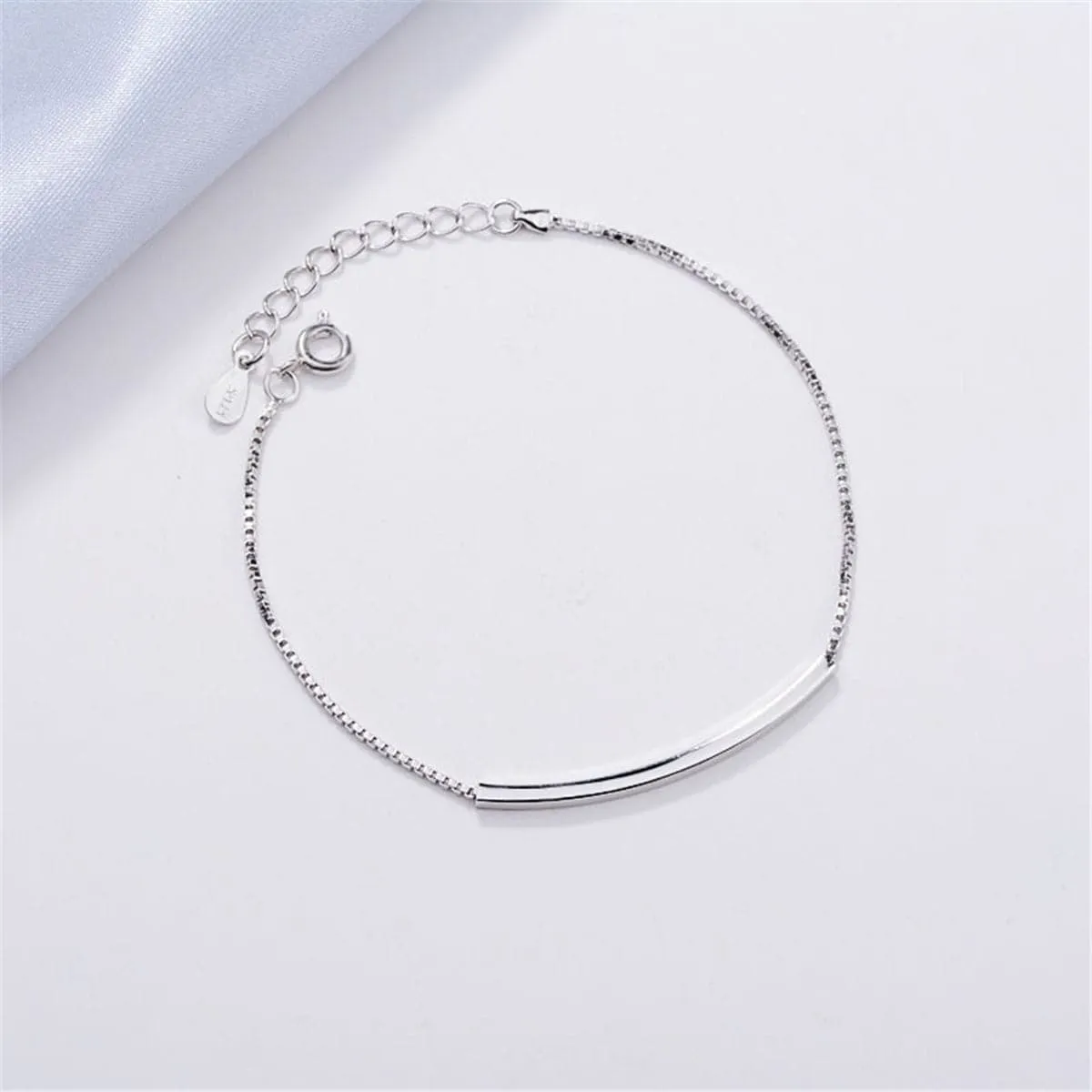 Silver-Plated Curved Bar Bracelet