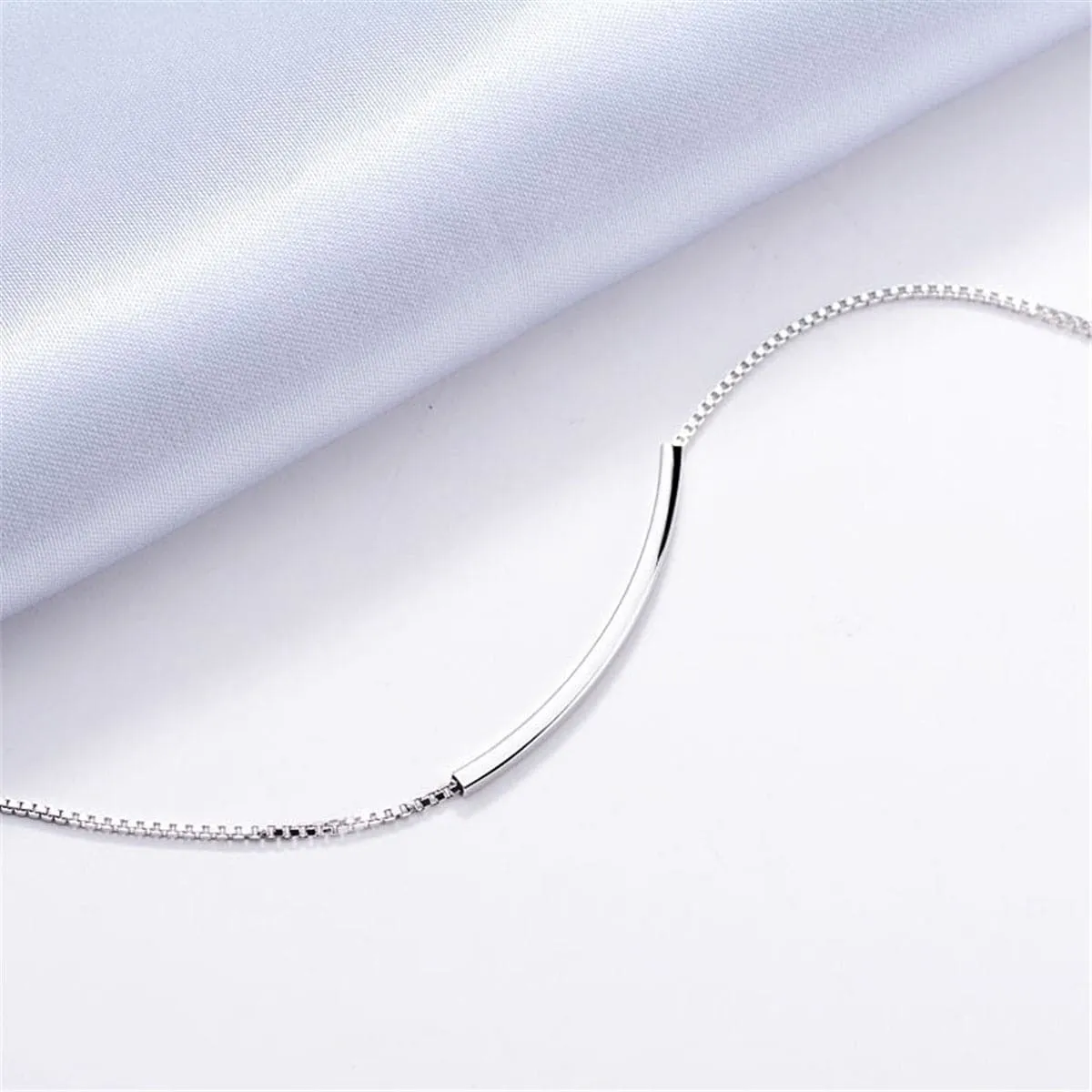 Silver-Plated Curved Bar Bracelet