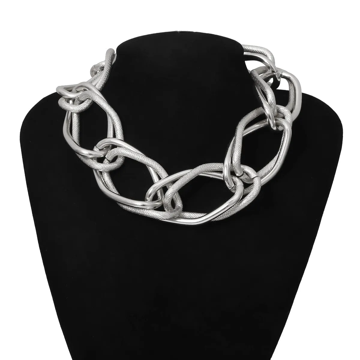 Silver-Plated Cut Figaro Necklace
