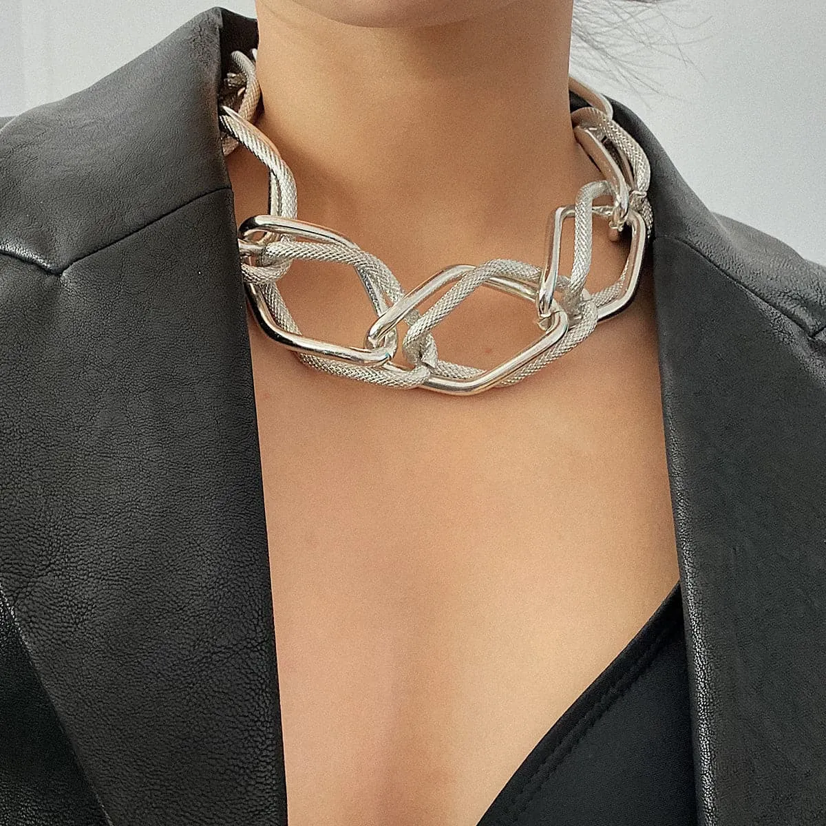 Silver-Plated Cut Figaro Necklace