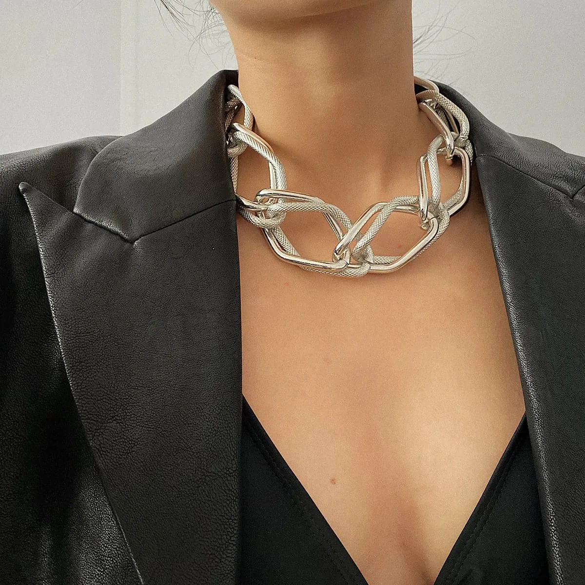 Silver-Plated Cut Figaro Necklace