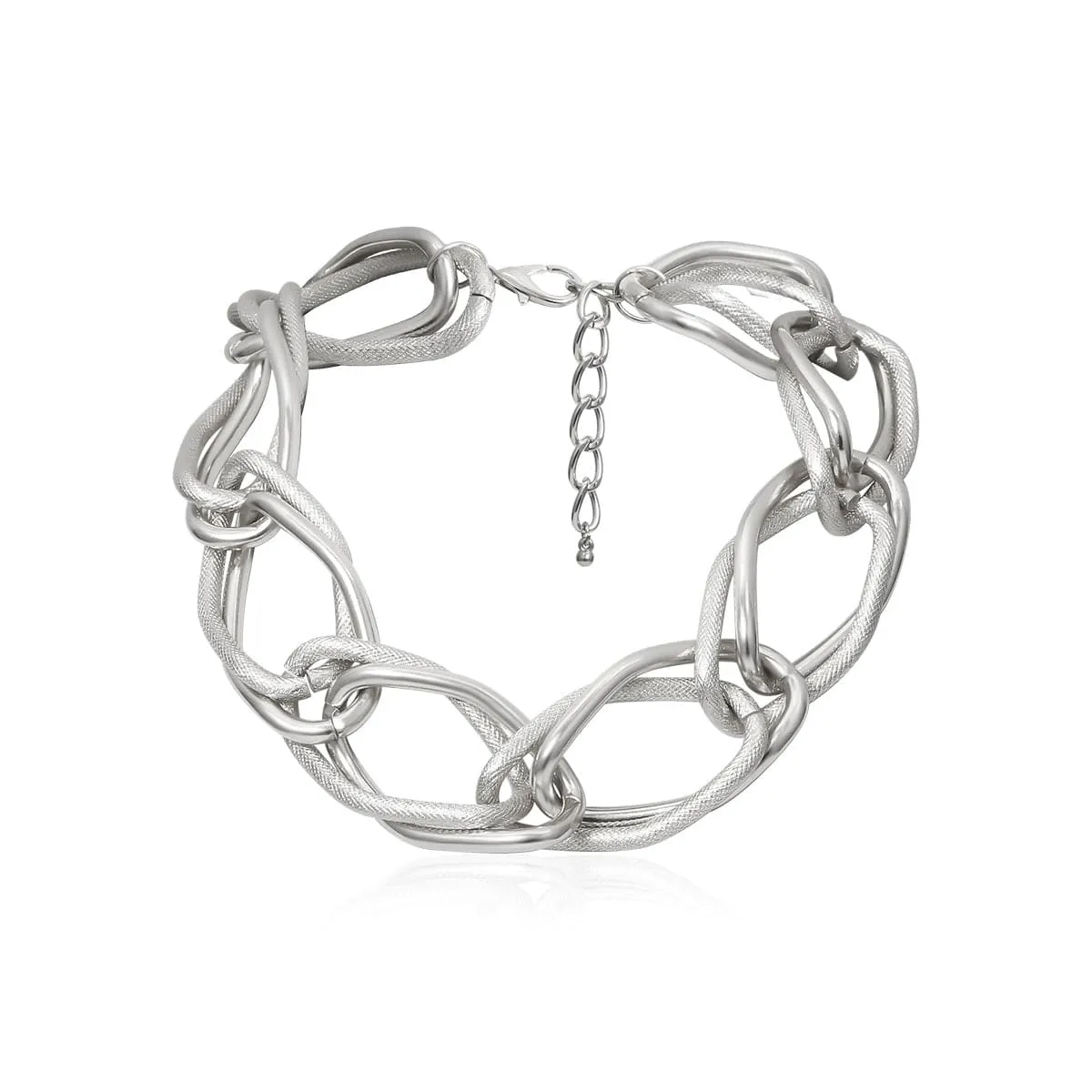 Silver-Plated Cut Figaro Necklace