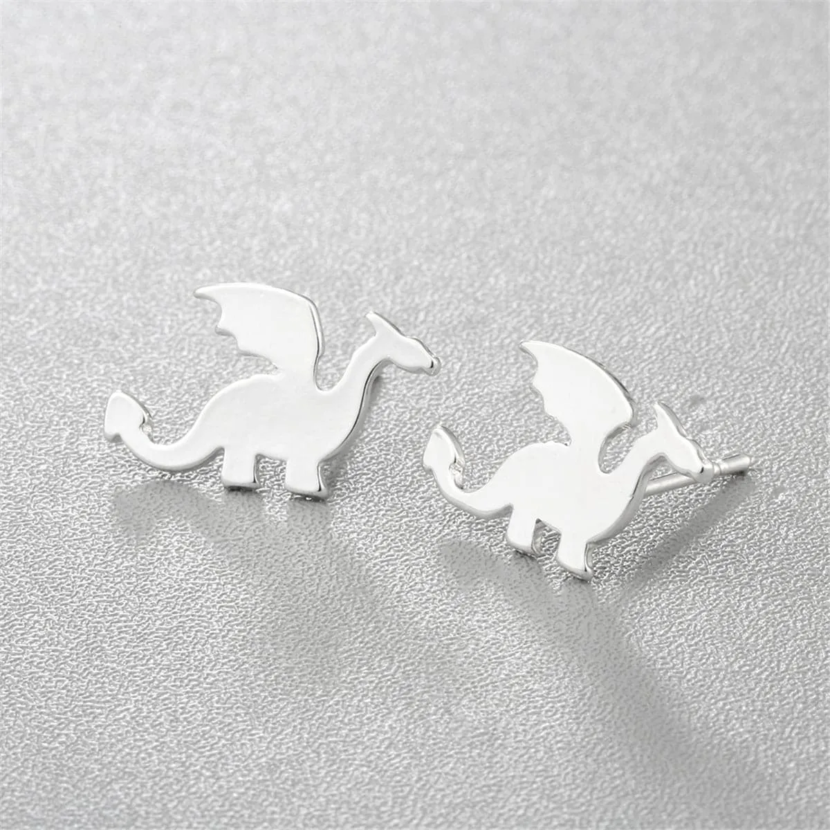 Silver-Plated Dragon Stud Earrings