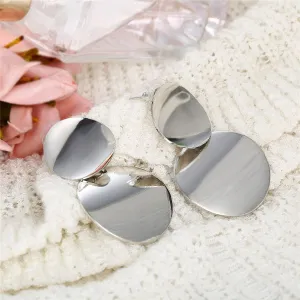 Silver-Plated Dual Circle Drop Earrings