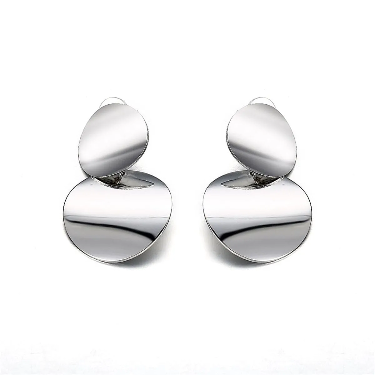 Silver-Plated Dual Circle Drop Earrings