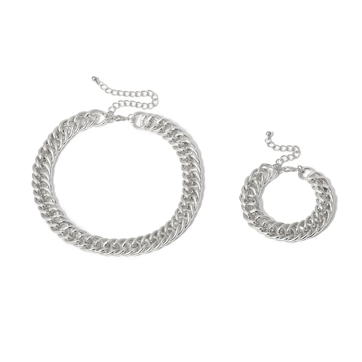 Silver-Plated Figaro Necklace & Bracelet