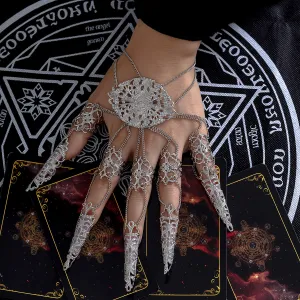 Silver-Plated Filigree Full Hand Wrist-To-Ring Bracelet