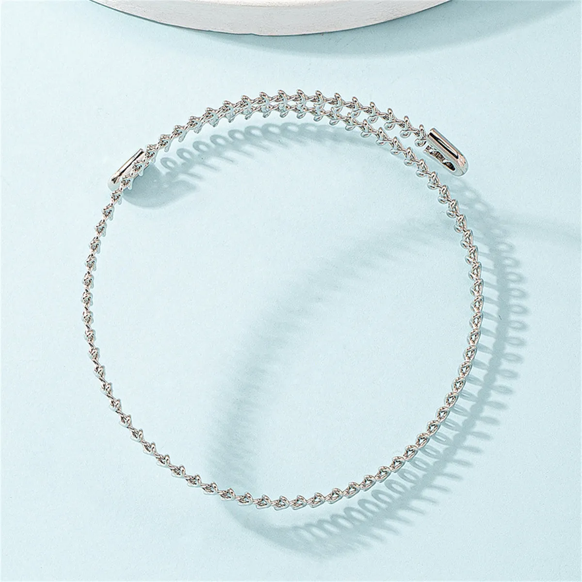 Silver-Plated Fishbone Choker Necklace