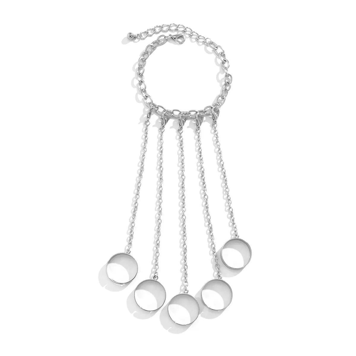 Silver-Plated Five-Chain Wrist-To-Ring Bracelet