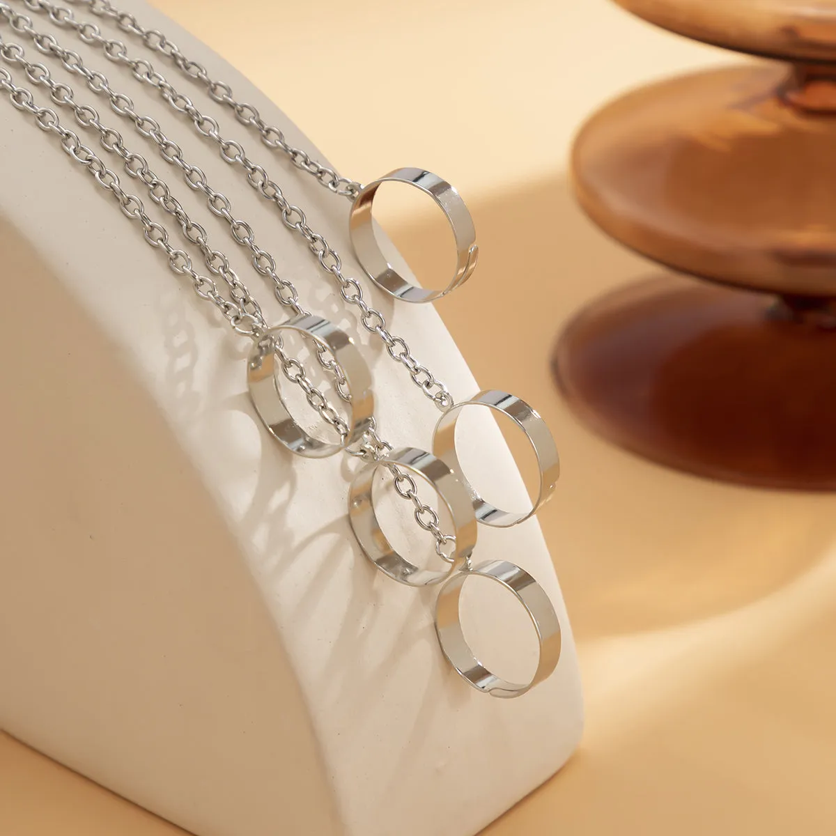 Silver-Plated Five-Chain Wrist-To-Ring Bracelet