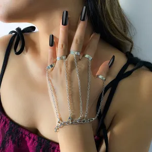 Silver-Plated Five-Chain Wrist-To-Ring Bracelet