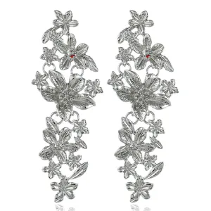 Silver-Plated Flower Vine Drop Earrings