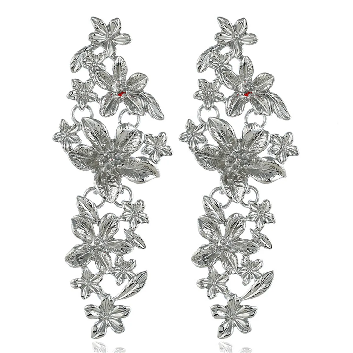 Silver-Plated Flower Vine Drop Earrings