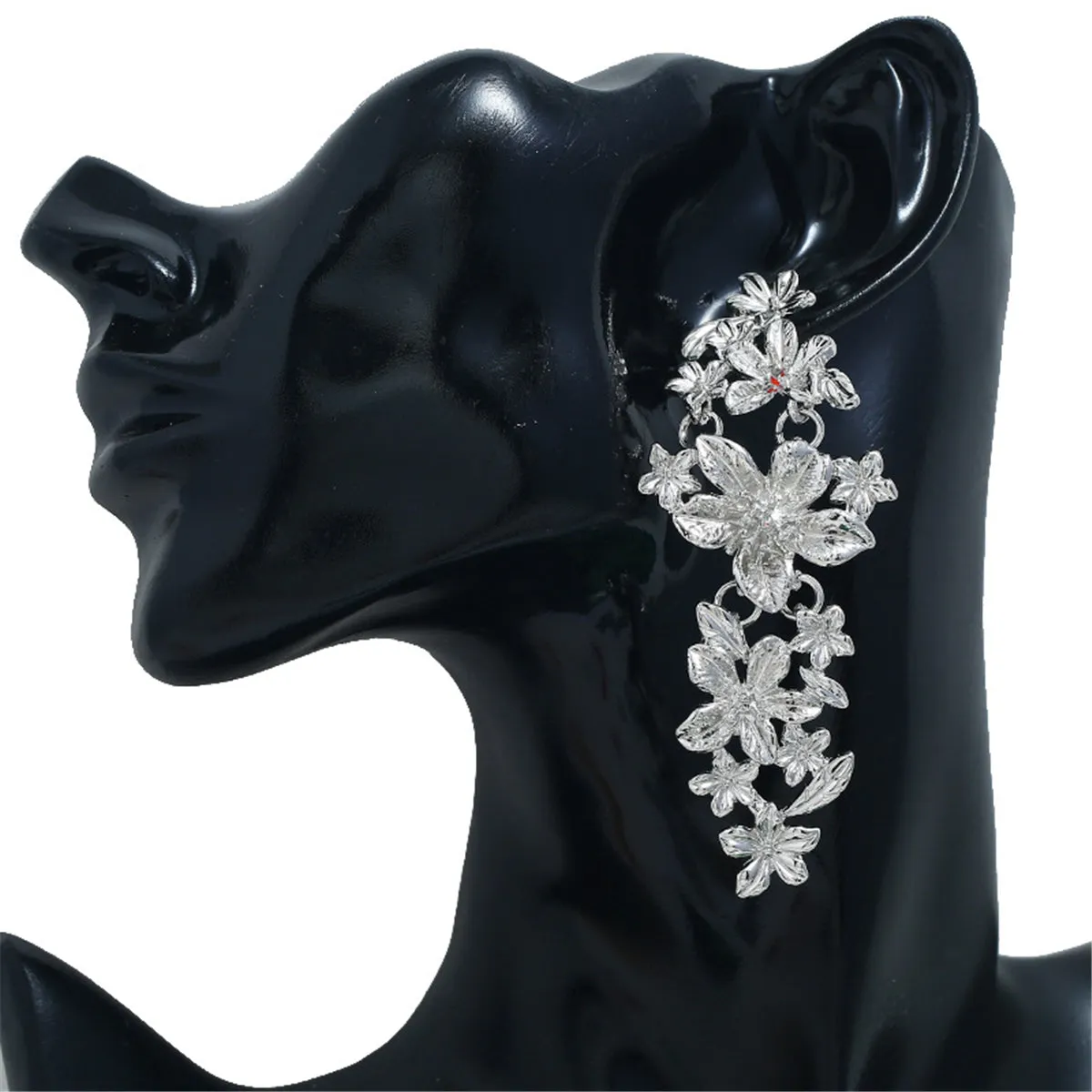 Silver-Plated Flower Vine Drop Earrings