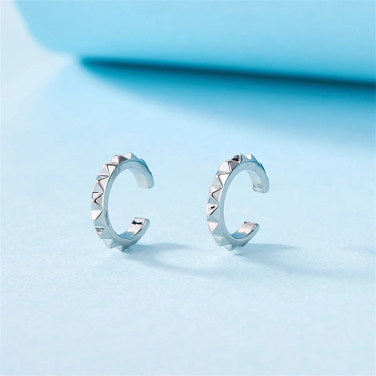 Silver-Plated Gear Ear Cuffs