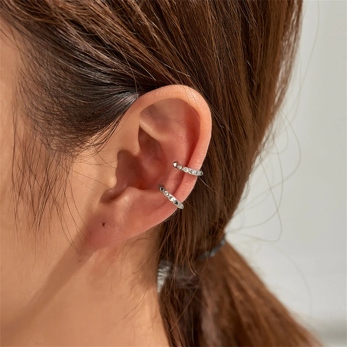 Silver-Plated Gear Ear Cuffs